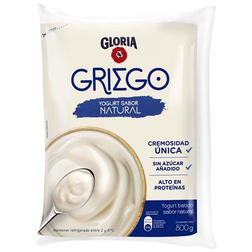 Yogurt Griego GLORIA Natural Bolsa 800g