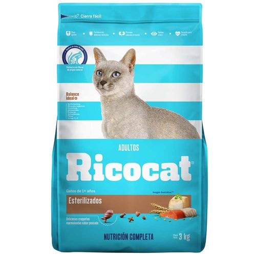 Comida para Gatos RICOCAT Adultos Esterilizados Bolsa 3Kg