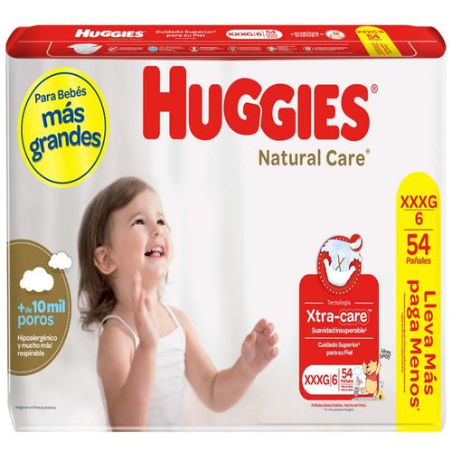 Pañales para Bebé HUGGIES Natural Care XXXG Paquete 54un