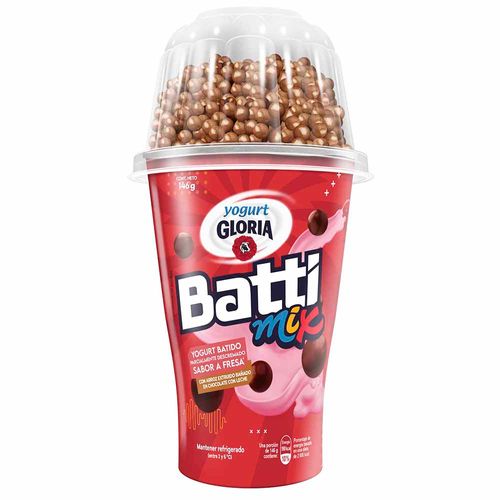 Yogurt Battimix GLORIA Fresa con Bolitas de Chocolate Vaso 146g