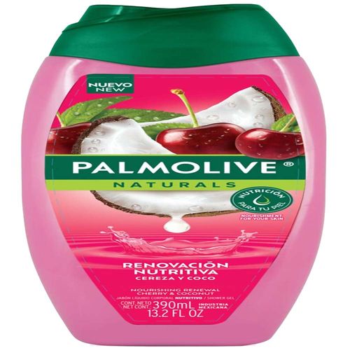 Gel de Baño PALMOLIVE Renovación Nutritiva Cereza y Coco Frasco 390ml