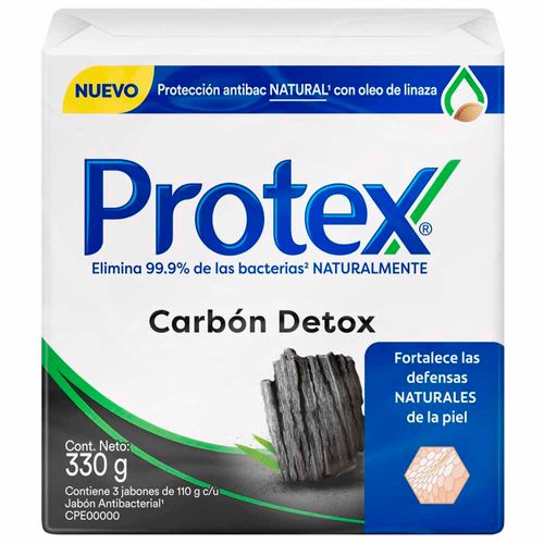 Jabón de Tocador PROTEX Carbón Detox 110g Pack 3un