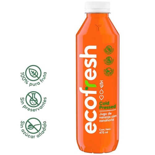 Jugo de Naranja Zanahoria ECOFRESH Botella 475ml