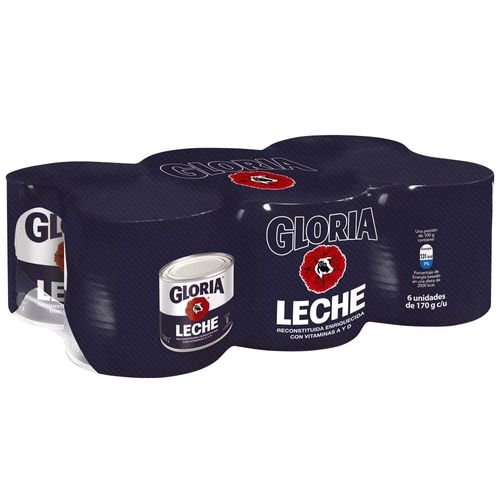 Leche GLORIA Reconstituida 6 Pack Lata 170g