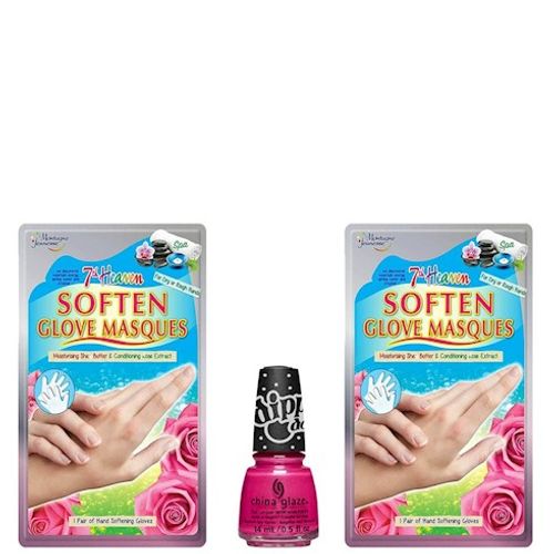 Pack 2 mascarillas suavizante de manos + esmalte STRAWBERRY CHILLIN