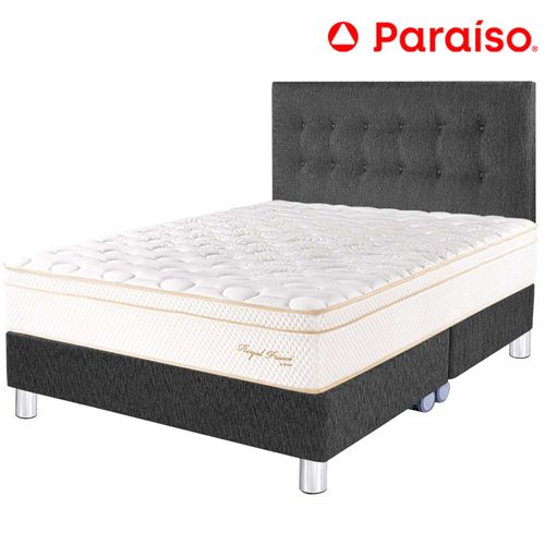 Dormitorio PARAISO Royal Prince Acero Queen  + 2 Almohadas Viscoelásticas + Protector