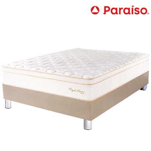 Cama Box Tarima PARAISO Royal Prince Champagne 2 Plz + 2 Almohadas Viscoelásticas + Protector