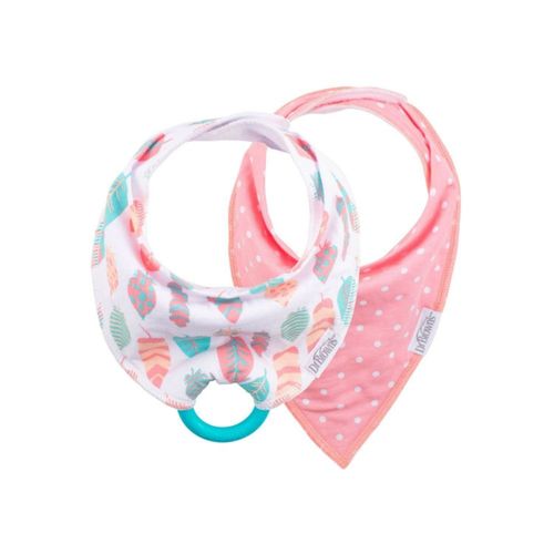 Baberos Dr Browns Set De 2 Bandana Con Mordedor Plumas Y Puntos