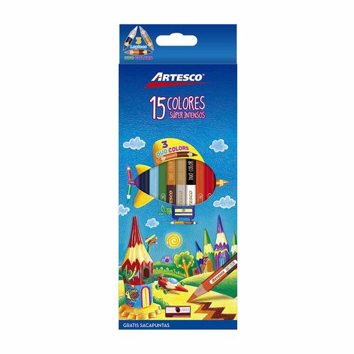 Colores ARTESCO Super Intensos Caja 15un + Tajador
