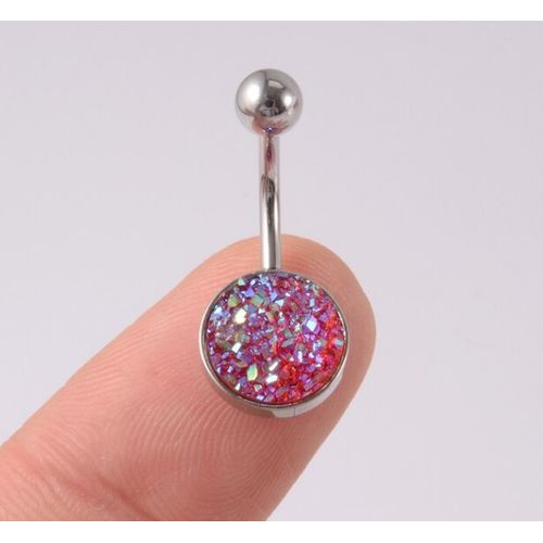 Piercing para ombligo escarchado rojo