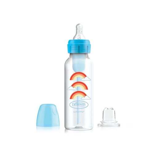 Biberón Dr Browns Kit De Transición 2 En 1 Boca Estrecha 8Oz/ 250Ml Arcoiris Azules