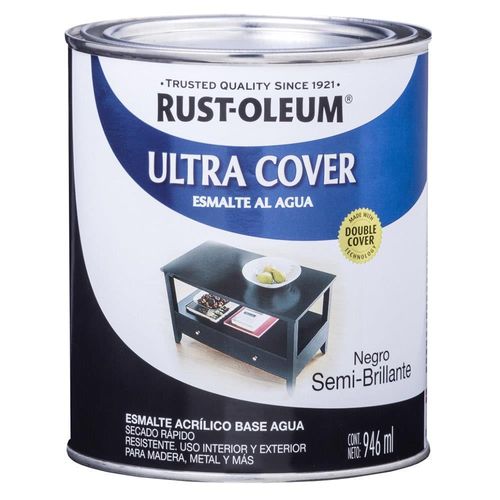 Pintura Brochable Rust Oleum Ultra Cover al Agua Semi Negro 946 ml