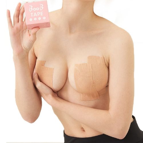 Boob tape cinta invisible de algodón levanta senos adhesivo beige.