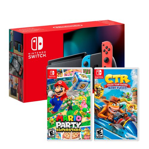 Consola Nintendo Switch Neon 2019 + Mario Party Superstar + Crah Team Racing