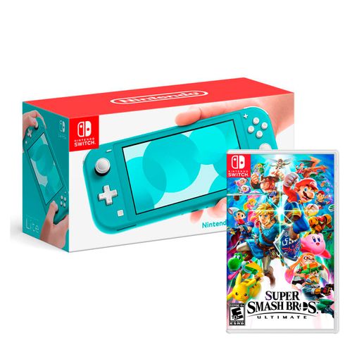 Consola Nintendo Switch Lite Turquesa + Super Smash Bros Ultimate