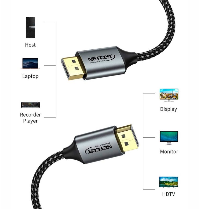 Cable-Displayport-a-Displayport-Netcom-Pvc-Macho-3-Metros-4k-DP-a-DP