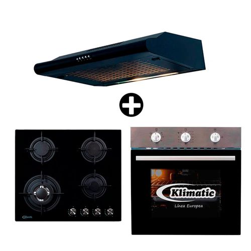 COMBO Cocina empotrable Polygal Nina 60cm + Campana 60cm + Horno empotrable 65 litros