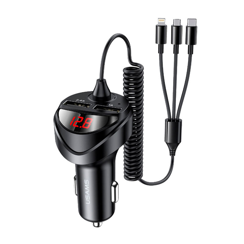 Cargador-Auto-Dual-34A---Cable-Resorte-3-en-1-Negro
