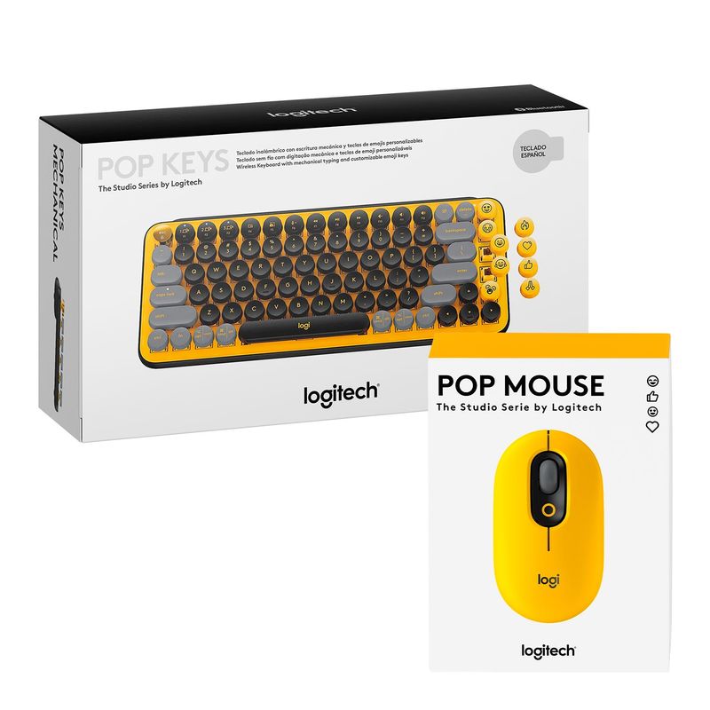 Teclado Mecanico Mouse Logitech Pop Keys Negro Amarillo Shopstar