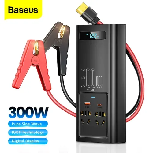 Inversor Coche Baseus IGBT 300W 220V (Enchufe CN/EU) Negro