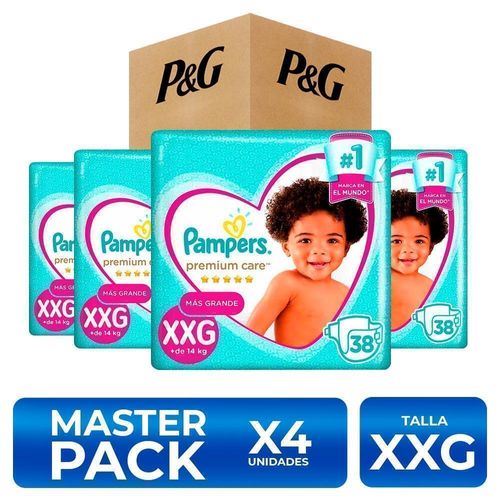 Pañales Pampers Premium Care Talla XXG 38 unidades PackX4