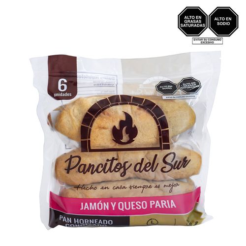 PANCITOS DEL SUR Jamón y Queso Paria Bolsa 6un