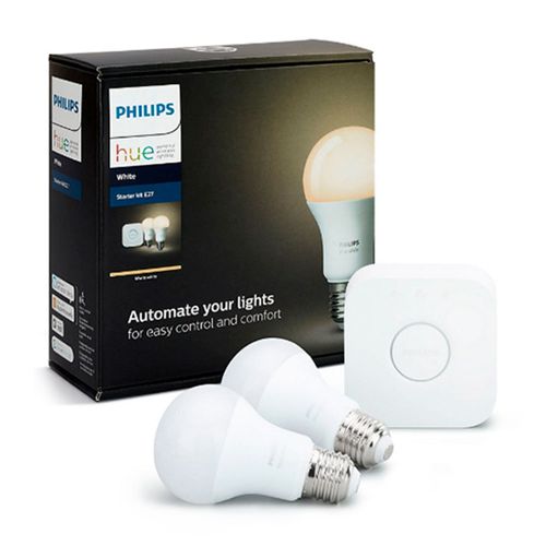 Focos hue pack x2  kit de inicio e27 lc 9.5w philips