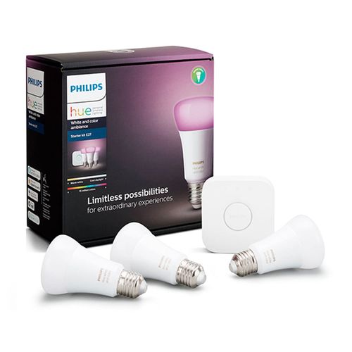 Focos hue pack x3 kit de inicio e27 wca 9.5w philips