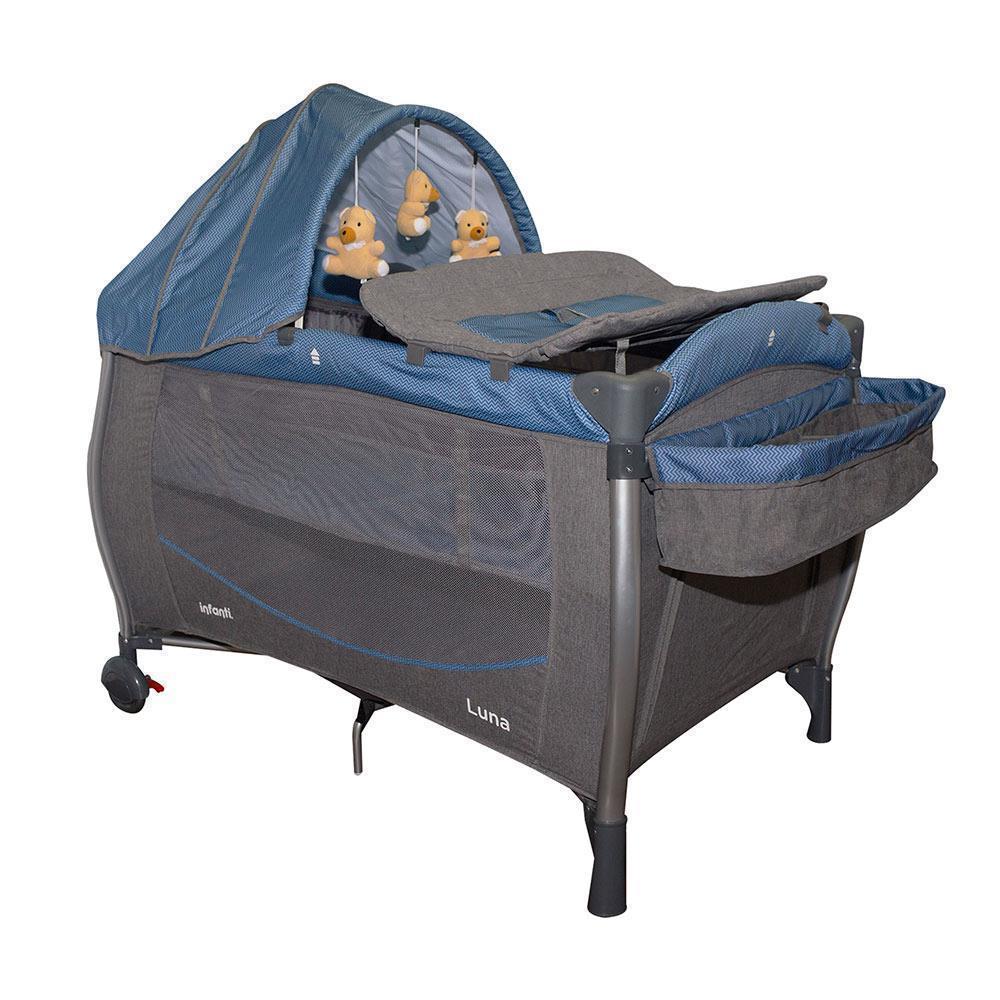 Corral Cuna Infanti Luna ZigZag Azul Shopstar