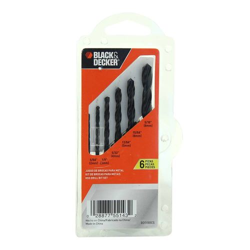Set de 6 Piezas de Brocas BlackDecker BD0060CS de Metal