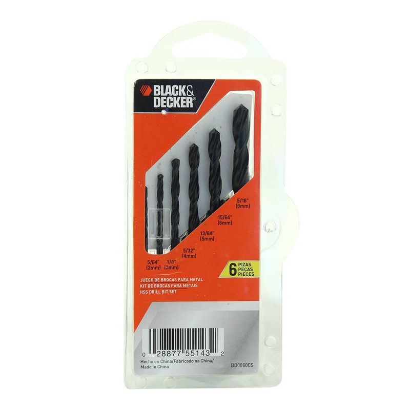 Set-de-6-Piezas-de-Brocas-Black-Decker-BD0060CS-de-Metal