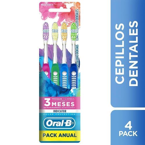 Cepillo Dental Oral B Indicator Colors Pack Anual 4 unidades