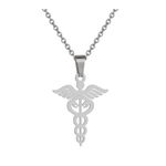 Collar-Esculapio-plateado-Caduceo-De-Hermes-Simbolo-Medicina-regalo-Doctor