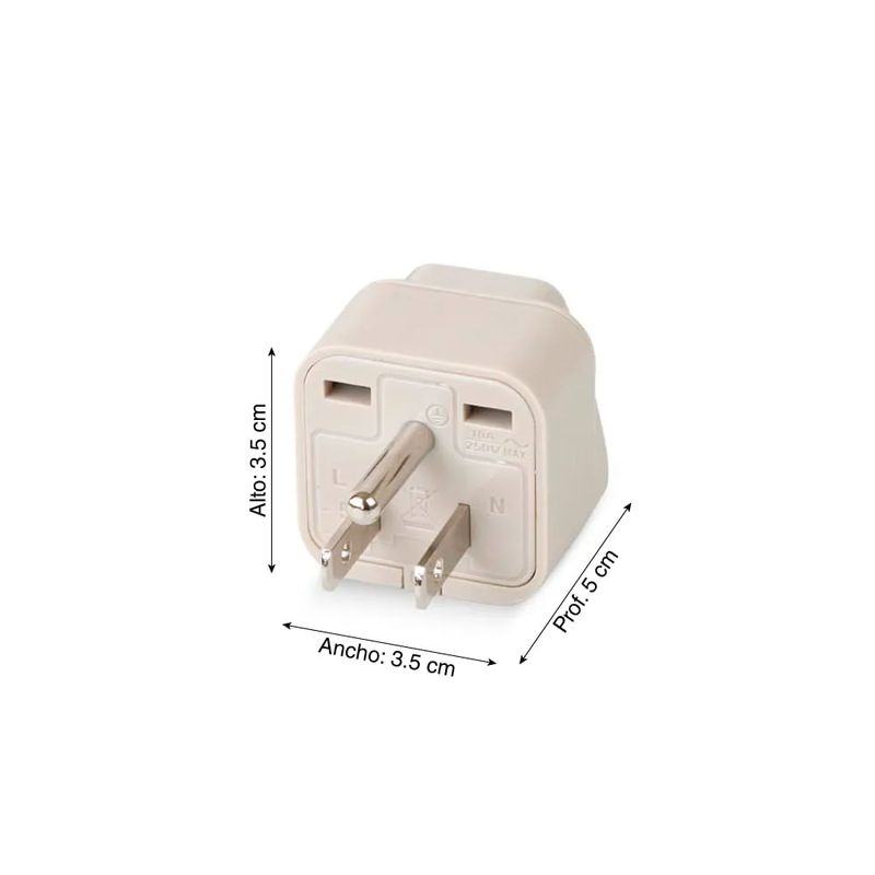 Adaptador Universal Espiga Plana 10A 250V + Tierra Wonpro - Promart