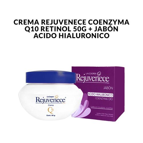 Crema Rejuvenece Coenzyma Q10 Retinol 50g + Jabón Acido Hialuronico