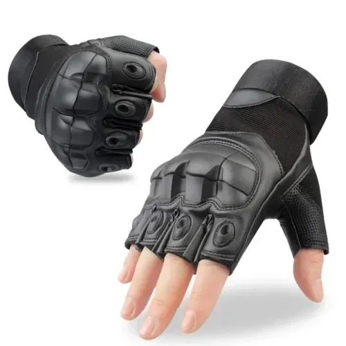 Guantes moto mitones estilo militar Negro Talla M