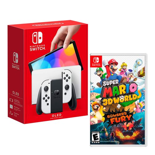 Consola Nintendo Switch Modelo Oled Blanco + Mario 3D World Bowsers Fury