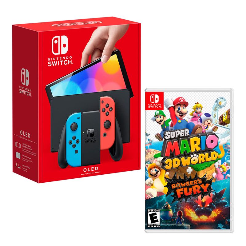 Consola-Nintendo-Switch-Modelo-Oled-Neon---Mario-3D-World-Bowsers-Fury