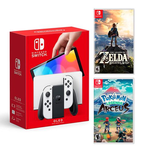 Consola Nintendo Switch Modelo Oled Blanco + Zelda Breath of the wild + Pokémon Legends Arceus