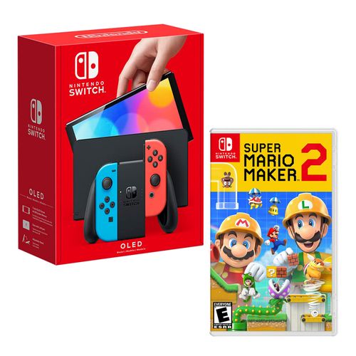 Consola Nintendo Switch Modelo Oled Neon + Mario Maker 2