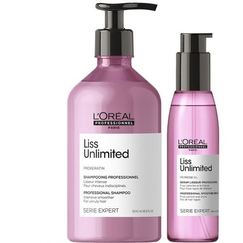 Shampoo 500ml + Aceite Perfeccionador Brillo LOreal Liss Unlimited