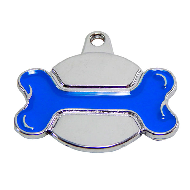Placa-de-Identificacion-para-perros-Hueso-azul-rainbow-Grande