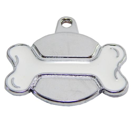 Placa de Identificación para perro Hueso blanco rainbow Grande