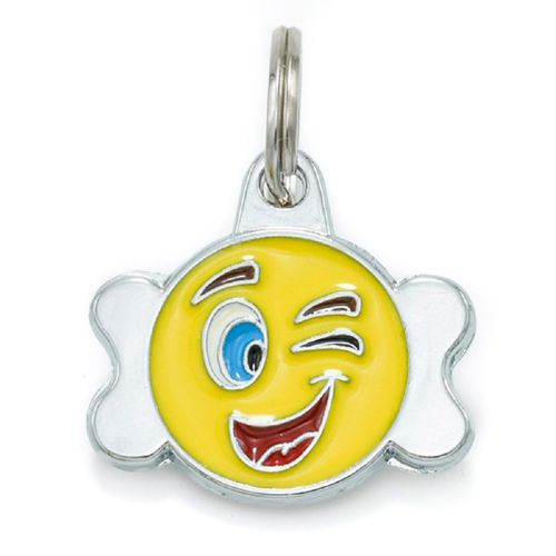 Placa de Identificación para Mascotas - Diseño Carita feliz Rainbow