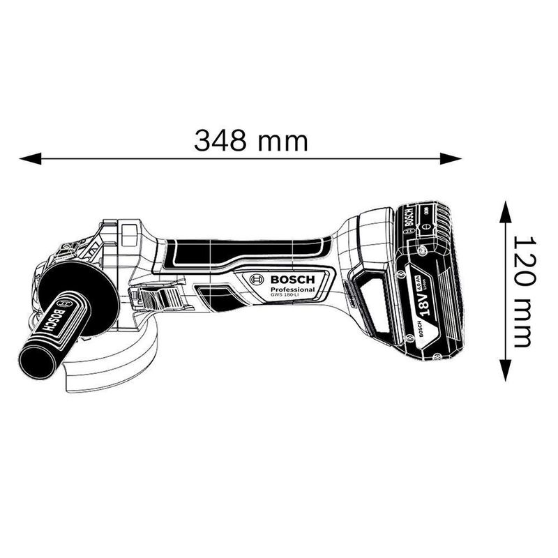 Amoladora-Esmeril-Inalambrica-Bosch-18V-GWS-180-LI-5----Kit-2BaterIas-x-40-ah---Cargador---Maletin