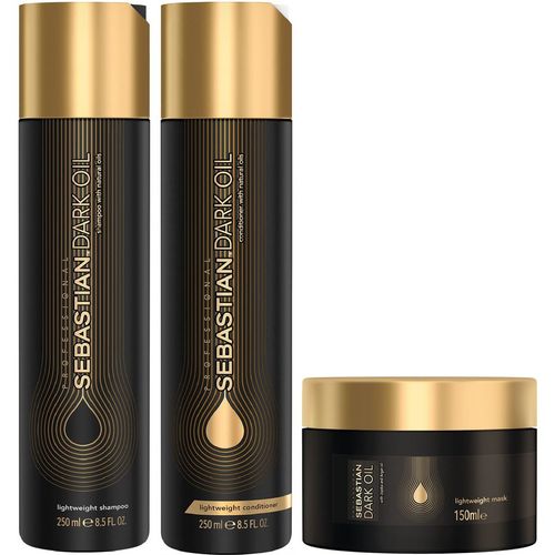 Shampoo 250ml + Acondicionador + Mascarilla Sebastian Dark Oil