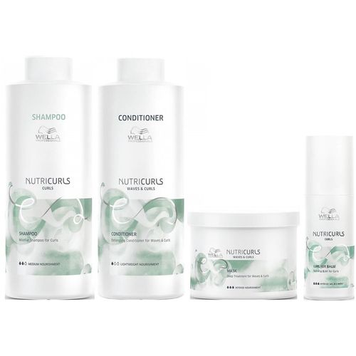 Shampoo 1000ml + Acondicionador + Mascarilla +Bálsamo Wella Nutricurls