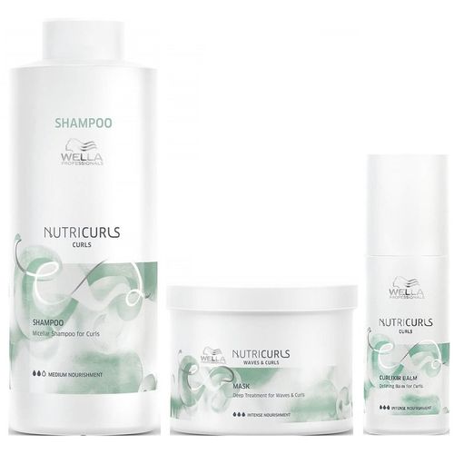 Shampoo para Rizos 1000ml + Mascarilla + Bálsamo Wella Nutricurls