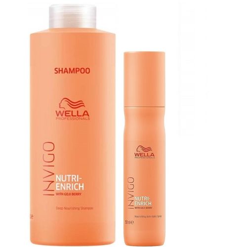 Shampoo Nutritivo 1000ml + Spray Anti Frizz Wella Invigo Nutri Enrich