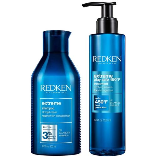 Shampoo Reparador 300ml + Protector Térmico Play Safe Redken Extreme